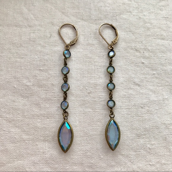 Blue Crystal Drop Earrings - Picture 1 of 2